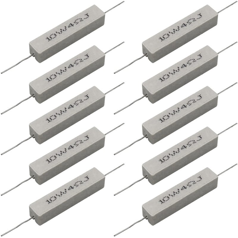 Dimlove Cement Resistor,10 PCS 10w 4 Ohm 5% Axial Lead Wire Resistor White Wound Fixed Ceramic Cement Resistors Wirewound Cement Power Resistors Flame Heat Moisture Resistance Precharge Horizontal Resistors - Image 1